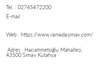 Ramada Hotel & Suites Simav iletiim bilgileri